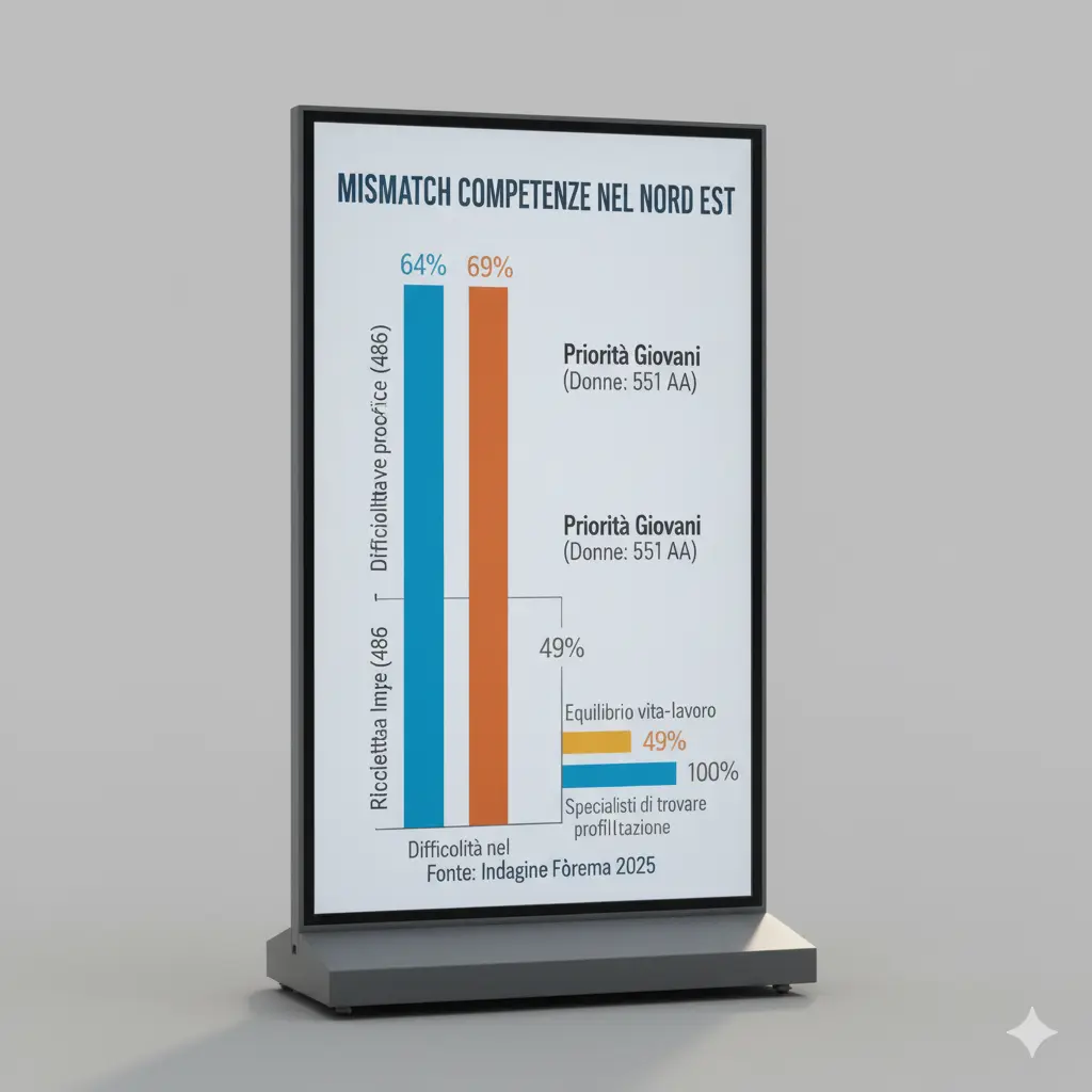 Mismatch Competenze nel Nord Est:  grafico relativo ad alcuni dei dati emersi dall'indagine