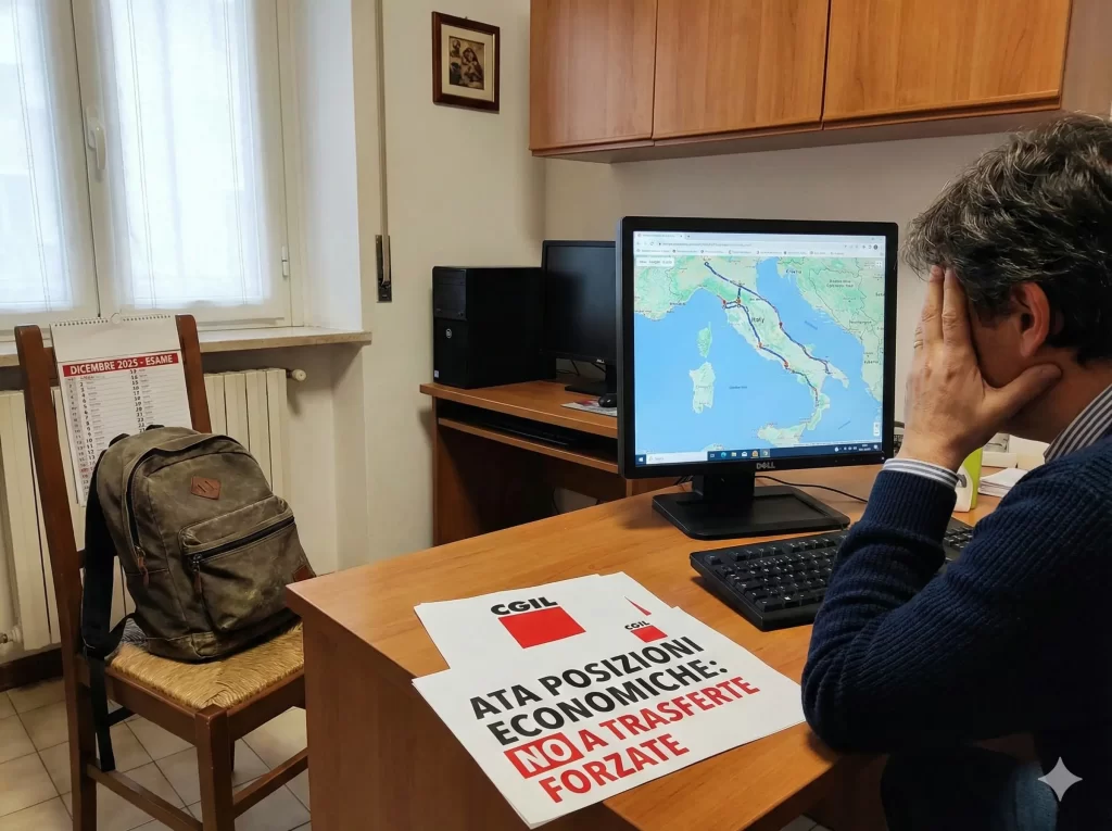 Posizioni economiche ATA: un uomo studia al pc il percorso per raggiungere la sede d'esame