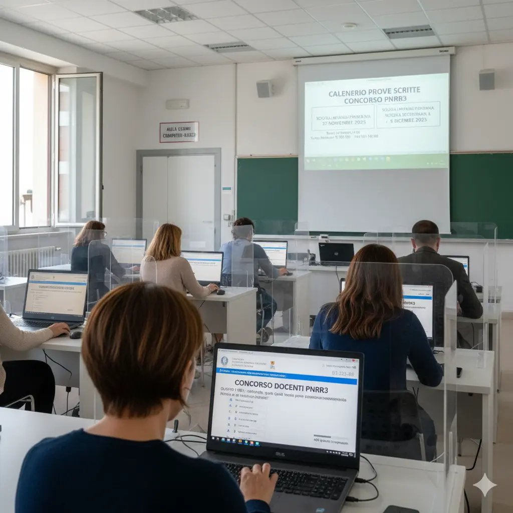 Prova Scritta Concorso PNRR3: candidati durante la prova scritta del concorso