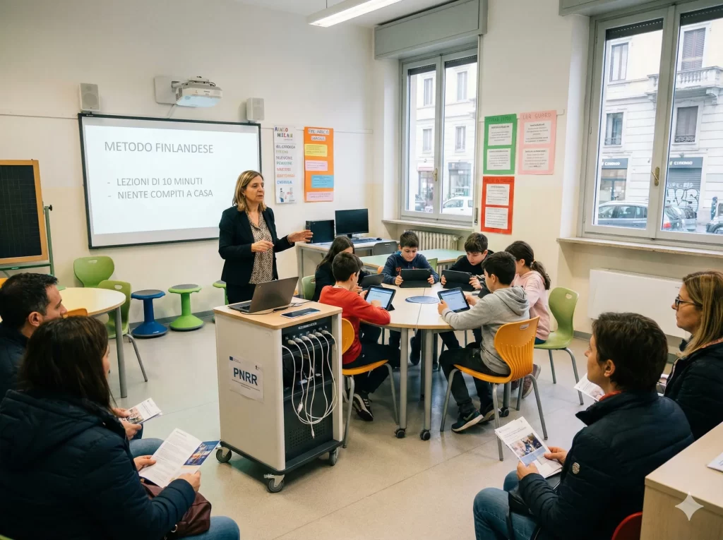 Metodo finlandese sbarca a Milano: docente illustra in classe - ad alunni e genitori - le novità del progetto