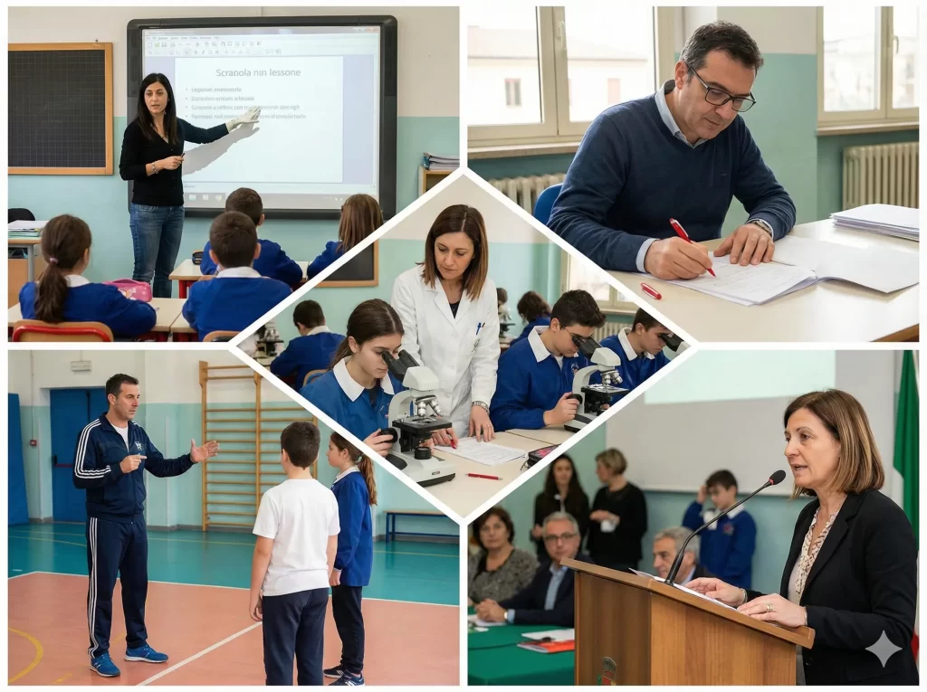 Punteggio docenti isole minori: cinque momenti diversi di altrettanti docenti durante lo svolgimento del loro lavoro