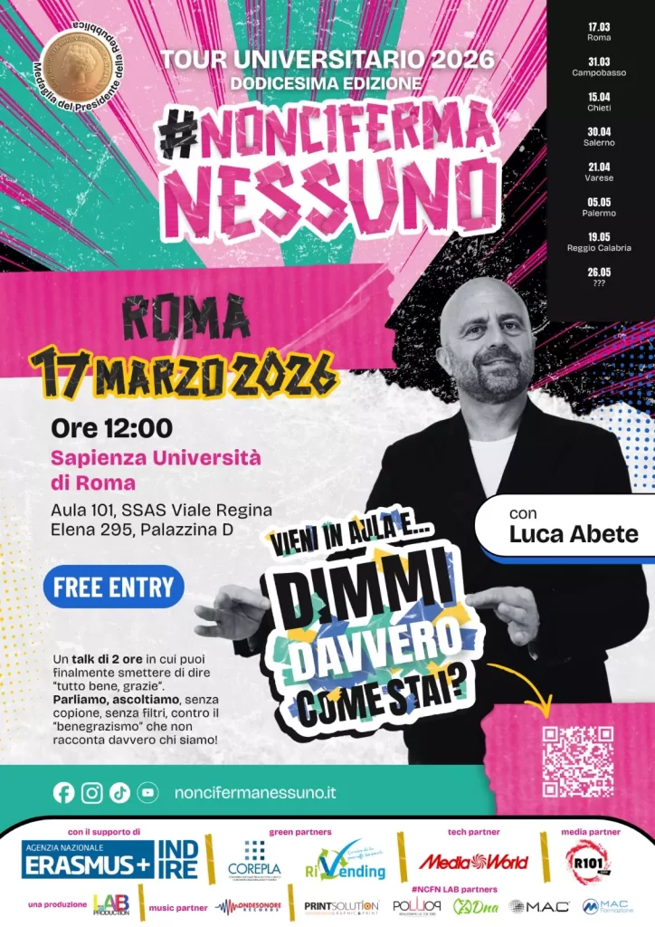 Salute mentale degli universitari: locandina della tappa di Roma