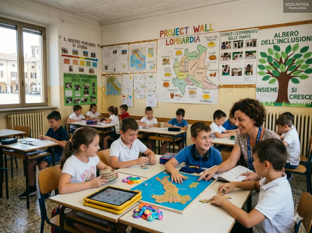 Politiche per l'autismo: docente in classe con alunni autistici