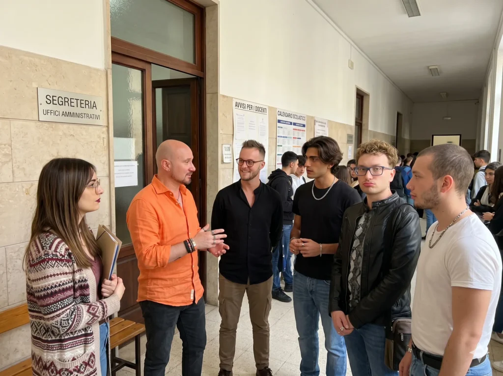 TFA Sostegno 2026 requisiti: 6 docenti davanti alla Segreteria scolastica