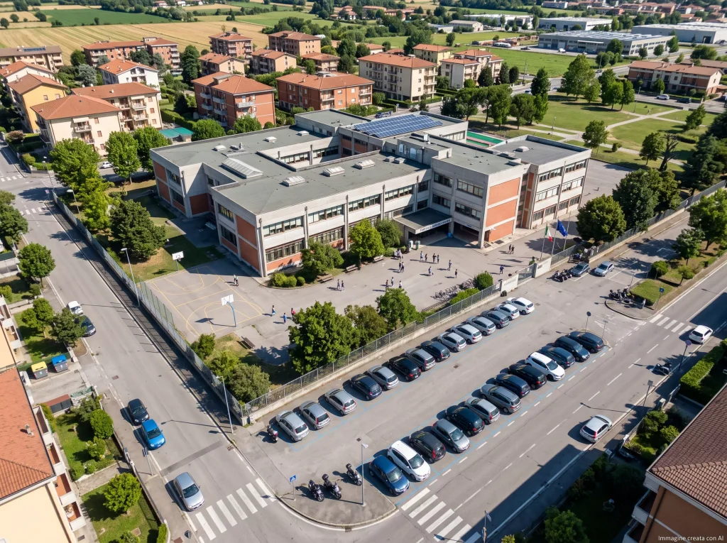 Concorso docenti 2027: edificio scolastico visto dall'alto.