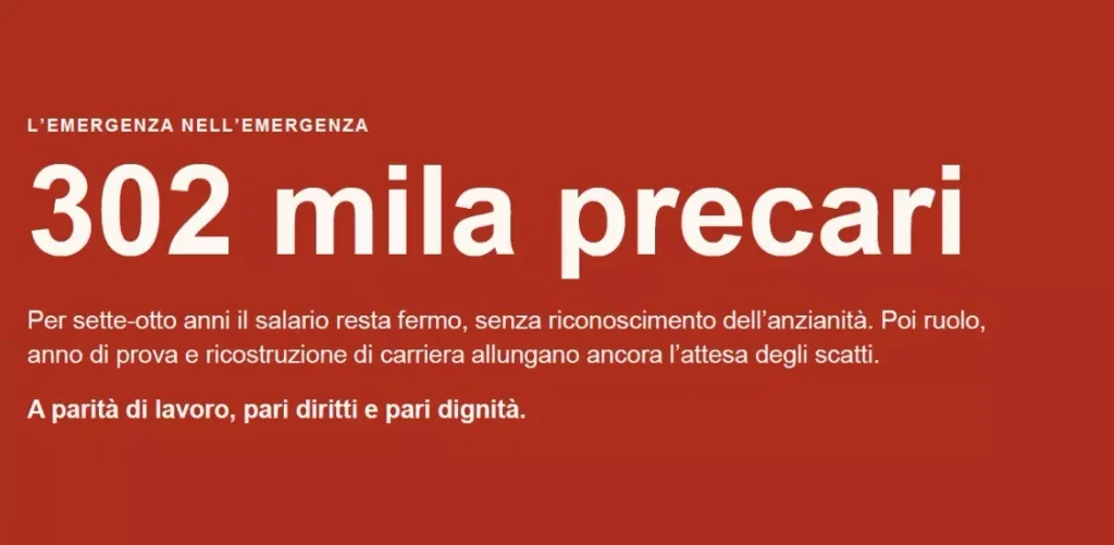 Stipendi scuola, dossier FLC CGIL: una slide della conferenza stampa