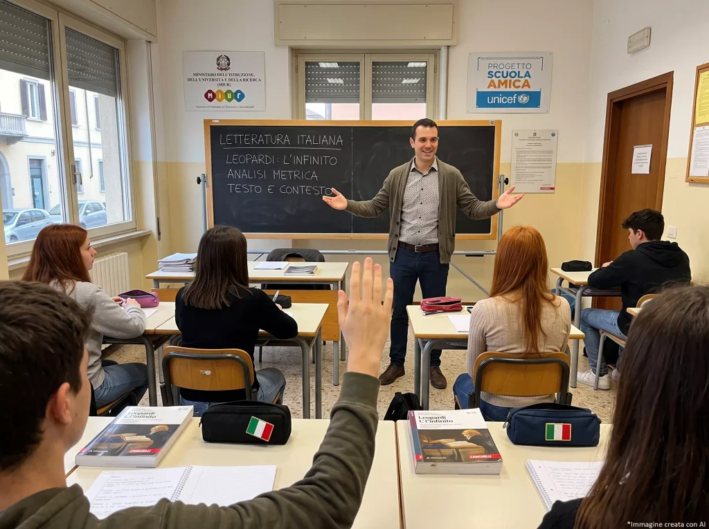 Tabella titoli concorso docenti: professore durante una lezione in aula